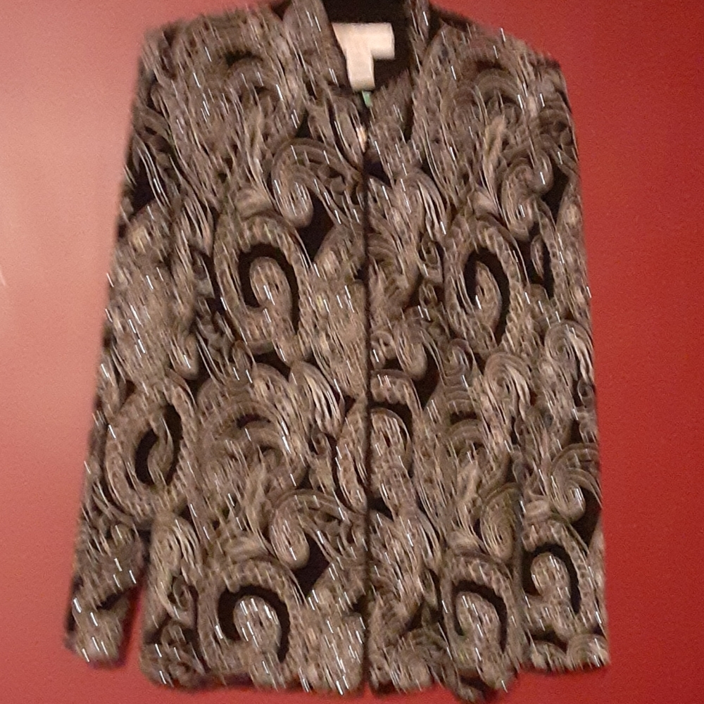 zips up the front sparkley  jacket